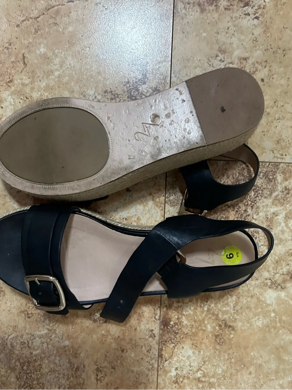 27 EDIT Black Leather Espadrille Platform Sandal